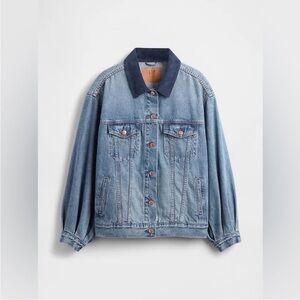 Vintage Blue Jean Jacket with Corduroy Collar